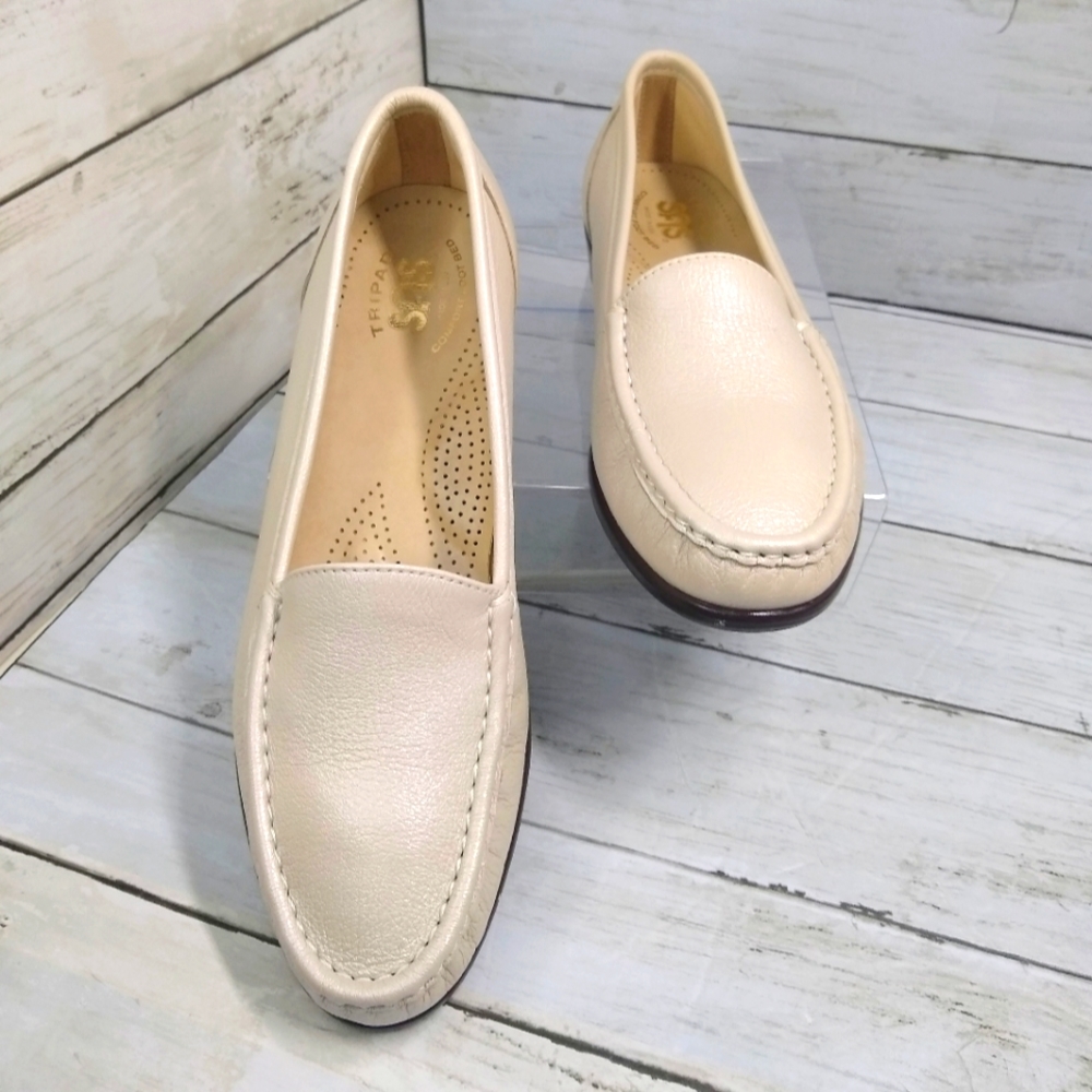 SAS 8N Women's Pearl White Tripad Comfort Leather SlipOn Loafers - Picture 3 of 6